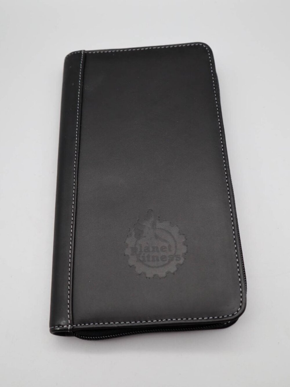 Leed's Black Leather Personal Ogranizer Folio Travel Wallet Planet Fitness Logo